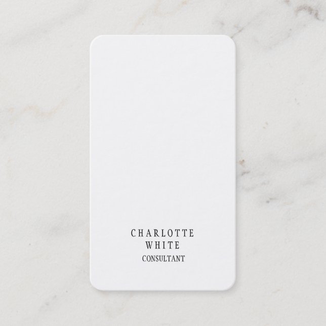 Trendy Minimalist White Creative Simple Plain Business Card (Front)