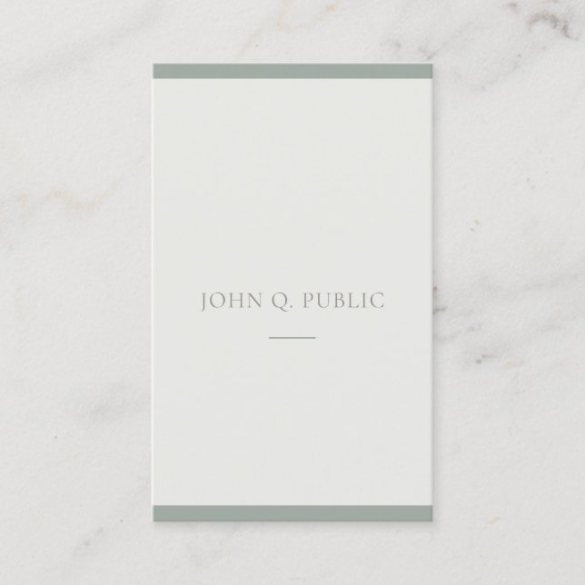 Trendy Minimalistic Design Green Modern Plain Cool Business Card (Front)