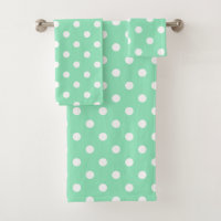 Trendy Mint Green And White Dots Modern Elegant