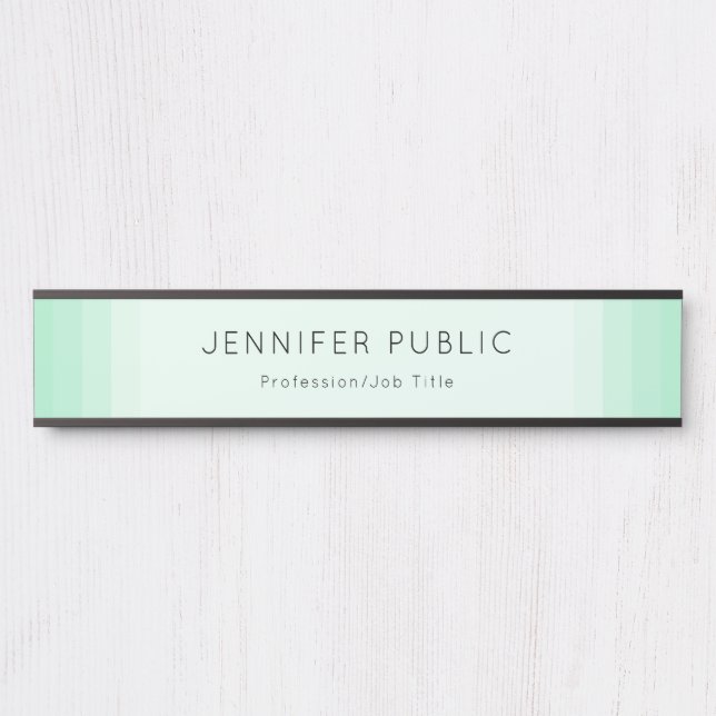 Trendy Mint Green Modern Minimalist Template Door Sign (Front)