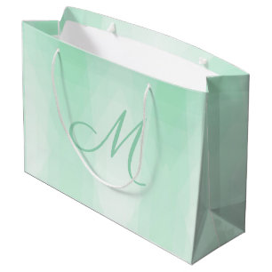 Trendy Mint Green Monogrammed Modern Template Large Gift Bag