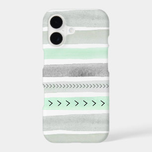 Trendy Mint Green Watercolor Stripes Design