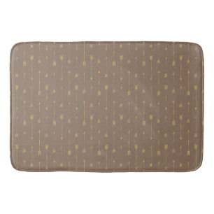 Trendy Mocha Brown & Gold Boho Arrows  Bath Mat