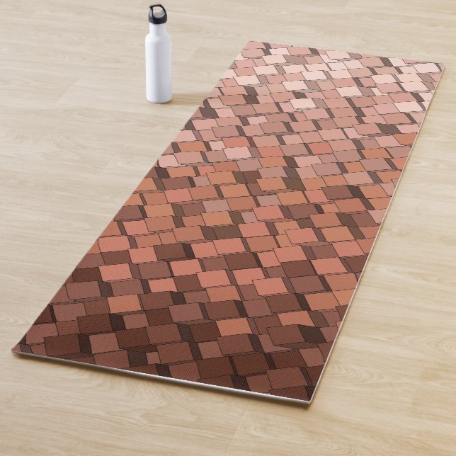 Trendy Mocha Mousse 3D Cube Pattern Yoga Mat (In Situ)