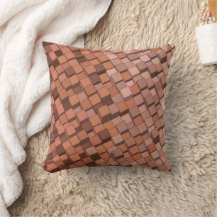 "Trendy Mocha Mousse Geometric 3D Cube  Cushion
