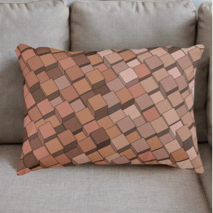 Trendy Mocha Mousse Geometric 3D Cube Pattern Pill Decorative Cushion