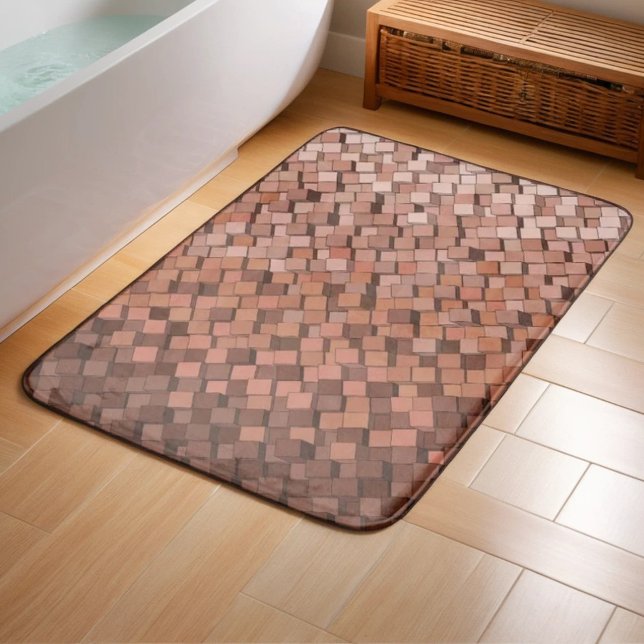 Trendy Mocha Mousse Geometric Bath Mat (Creator Uploaded)