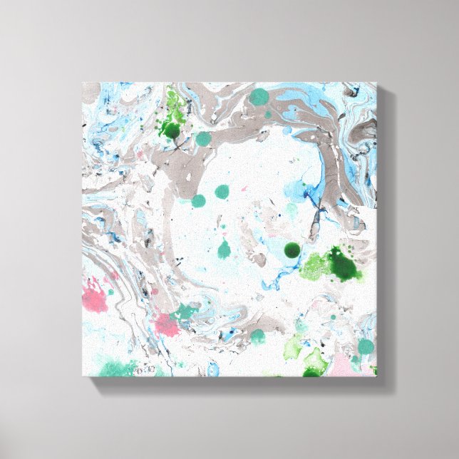 Trendy Modern Abstract Art Pink Blue Green White Canvas Print (Front)