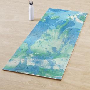 Trendy Modern Abstract Art Template Blue Green Yoga Mat
