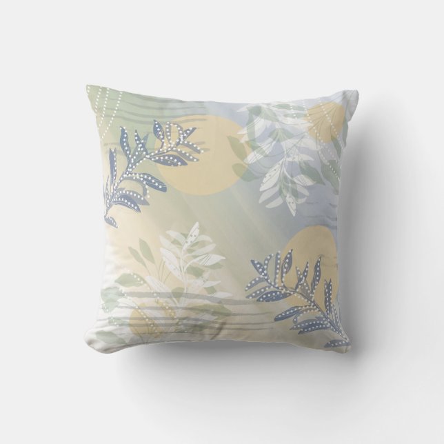Trendy Modern Abstract Floral botanical Cushion (Front)