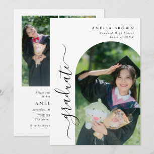 Trendy Modern Arch Casual Photo Graduation Invitation
