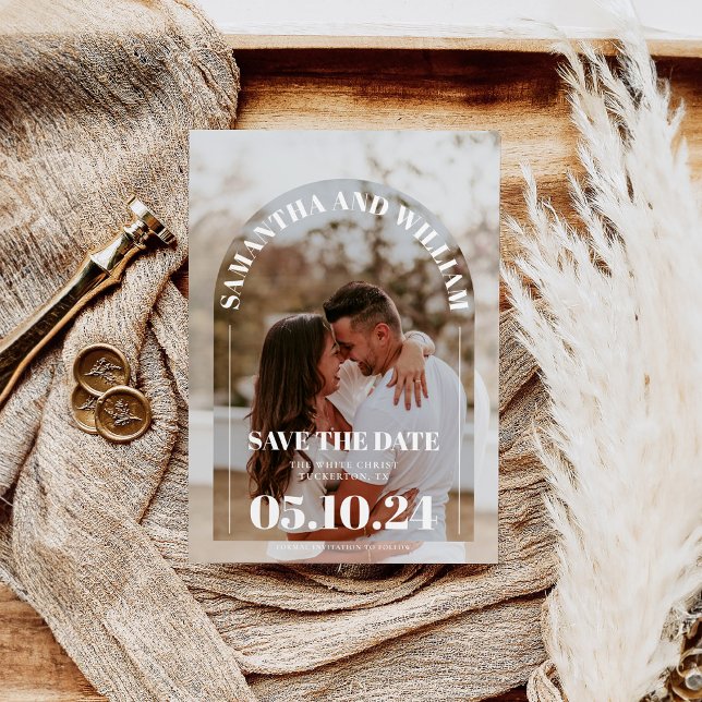 Trendy Modern Arch Photo Wedding Save The Date (Creator Uploaded)