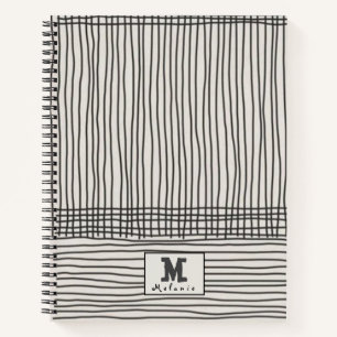 Trendy modern art lines Abstract minimal Monogram Notebook