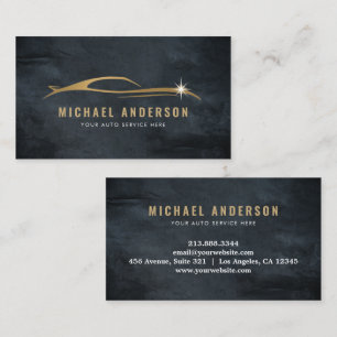 Trendy Modern Automotive Auto Repair Gold Blue  Business Card