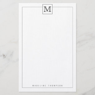 Trendy Modern Basic Initial Monogram Square border Stationery