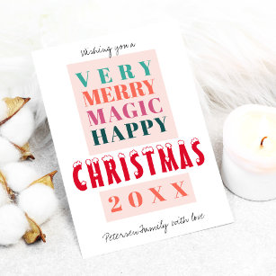 Trendy modern big typography Christmas greetings Holiday Card