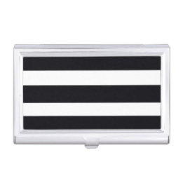 Trendy Modern Black And White Striped Chic Cool  Business Card Holder