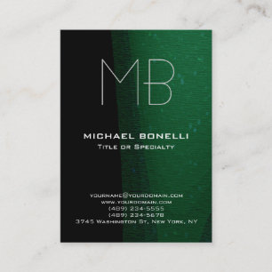 Trendy modern black green pattern business card