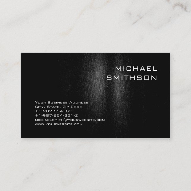 Trendy Modern Black Grey Business Card (Front)