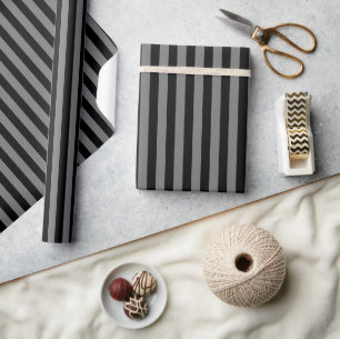 Trendy Modern Black Grey Tonne Sur Tonne Stripes Wrapping Paper