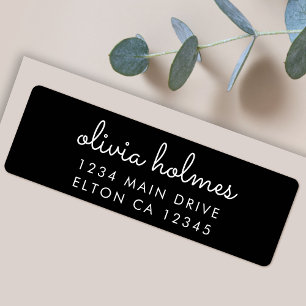 Trendy Modern Black Script Return Address