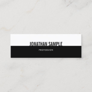 Trendy Modern Black White Simple Elegant Plain Mini Business Card