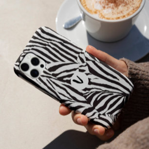 Trendy Modern Black White Zebra Motif iPhone 16 Pro Case