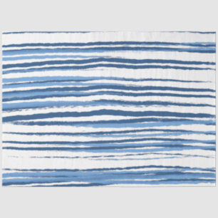 Trendy Modern Blue and White Coastal Stripes Tissue Paper