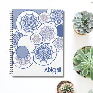 Trendy Modern Blue, White Mandala Pattern Boho Zen Planner