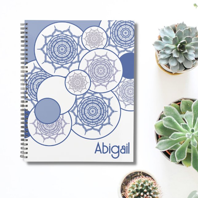 Trendy Modern Blue, White Mandala Pattern Boho Zen Planner (Creator Uploaded)