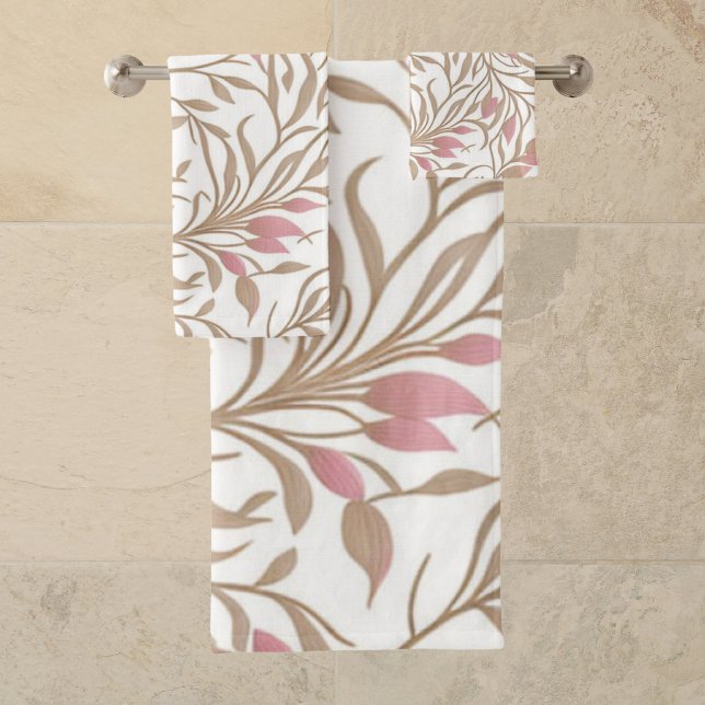 Trendy Modern Boho Botanical Pattern Bath Towel Set (Creator Uploaded)
