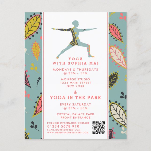 Trendy Modern Boho Yoga Class Advertising Flyer (Front)