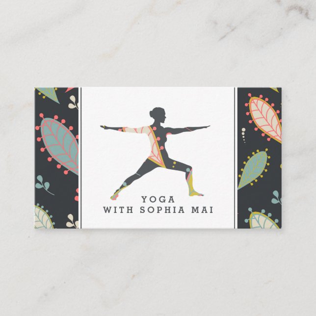 Trendy Modern Boho Yoga Instructor Business Card (Front)