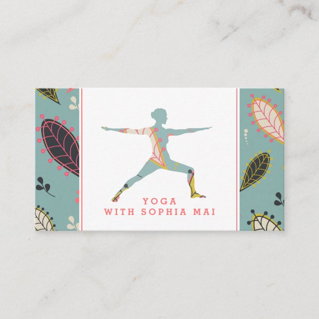 Trendy Modern Boho Yoga Instructor Business Card (Front)