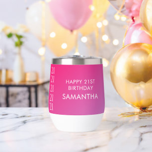 Trendy Modern Bold Pink Gradient 21st Birthday