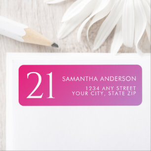 Trendy Modern Bold Pink Gradient 21st Birthday