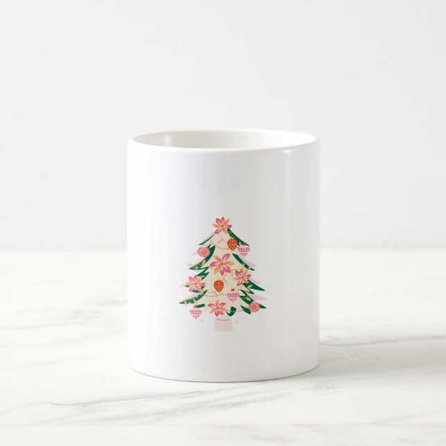 trendy modern bright colour festive christmas tree coffee mug (Center)