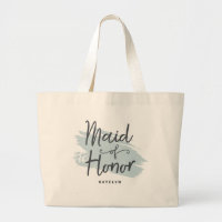 Trendy Modern Brush Stroke Monogram Maid of Honor