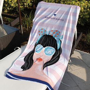 Trendy Modern California Beach Beauty Babe Towel