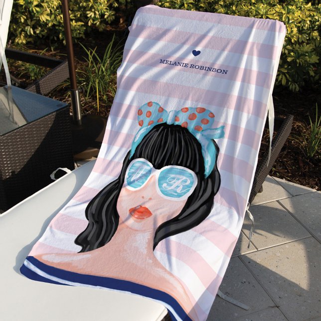 Trendy Modern California Beach Beauty Babe Towel (Creator Uploaded)