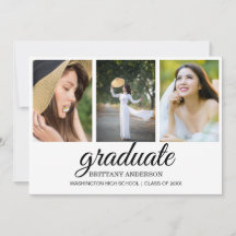 Trendy Modern Calligraphy 3 Photo Collage Graduate