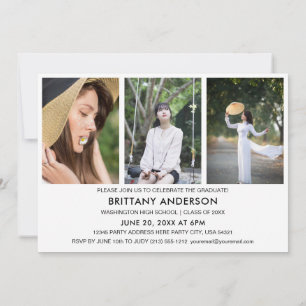 Trendy Modern Calligraphy 4 Photo Collage Graduate Announcement