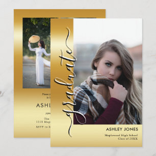 Trendy Modern Calligraphy 4 Photo Collage Graduate Announcement