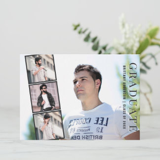 Trendy Modern Calligraphy 4 Photo Collage Graduate Announcement