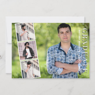 Trendy Modern Calligraphy 4 Photo Collage Graduate Announcement