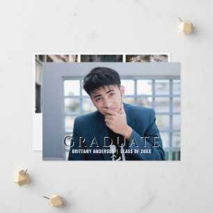 Trendy Modern Calligraphy 4 Photo Collage Graduate Announcement