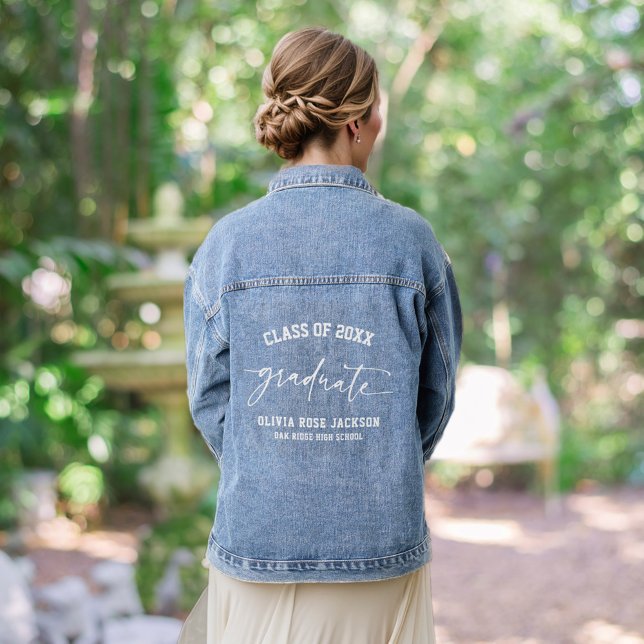 Trendy Modern Casual Graduation Personalised Denim Jacket (Creator Uploaded)