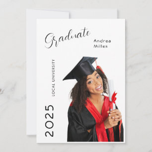 Trendy Modern Casual Photo Graduation Invitation