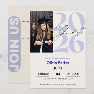 Trendy Modern Casual Photo Graduation Invitation