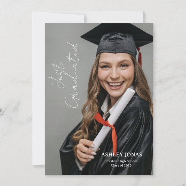 Trendy Modern Casual Photo Graduation Invitation (Front)